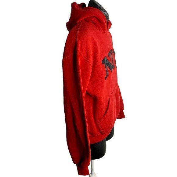 Vintage Russell Northern Illinois Hoodie Sweatshirt M Red Embroidered Pocket - Picture 5 of 6